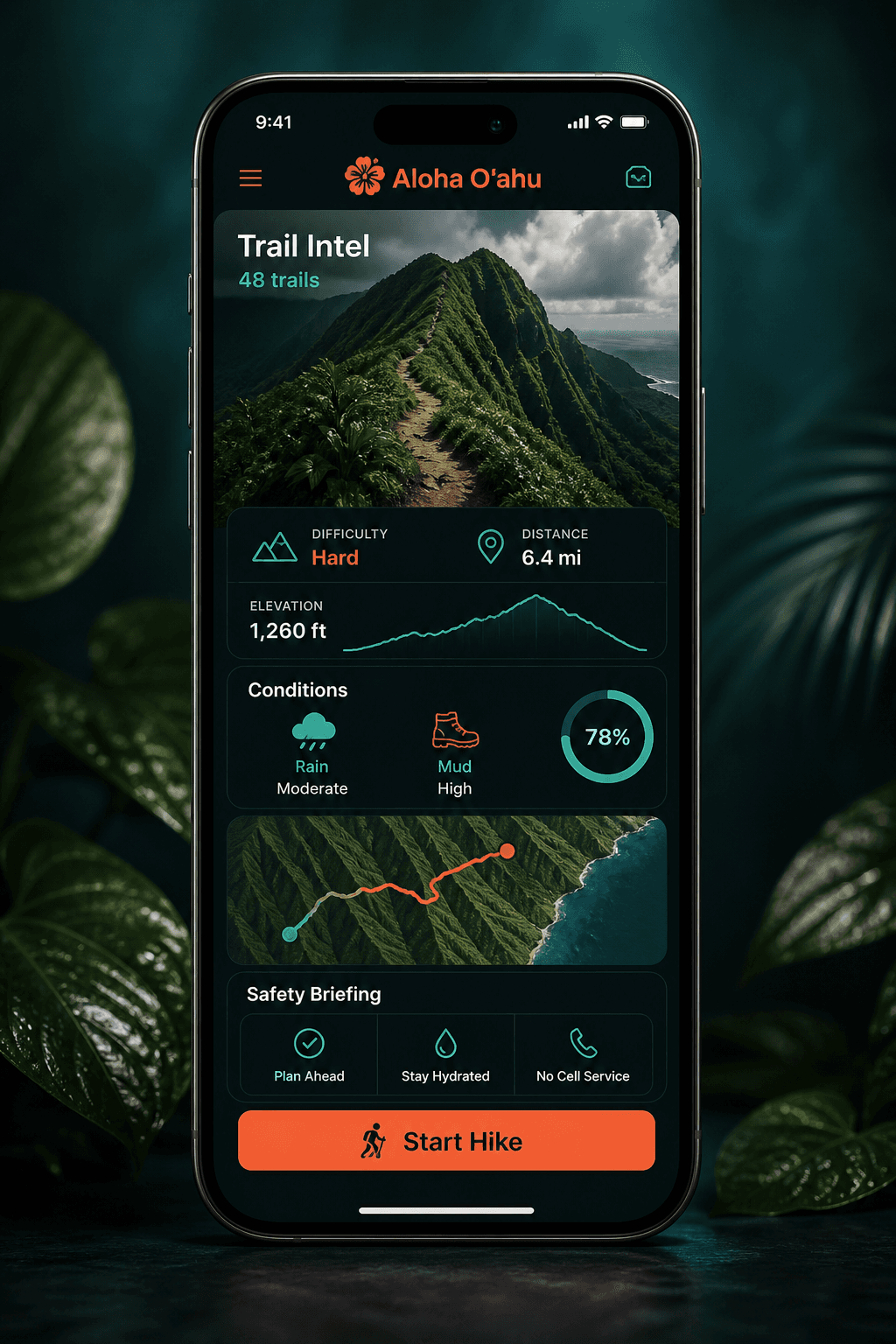 Hiker's Adventure Pack trail intelligence screen